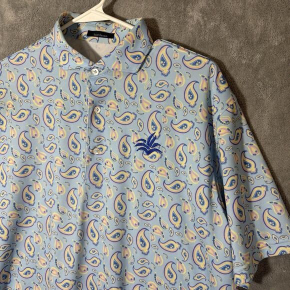 Turtleson Polo Shirt Men Size Medium Paisley Blue  Performance Golf Logo Spring - Picture 1 of 8